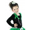 St Patrick's Day Black Tank Top With Kelly Green Ruffles & Bow & Sparkle Bling Rhinestone Love Clover Print TB696